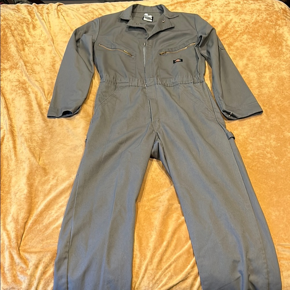 Dickies Charcoal Coveralls with Zipper Details